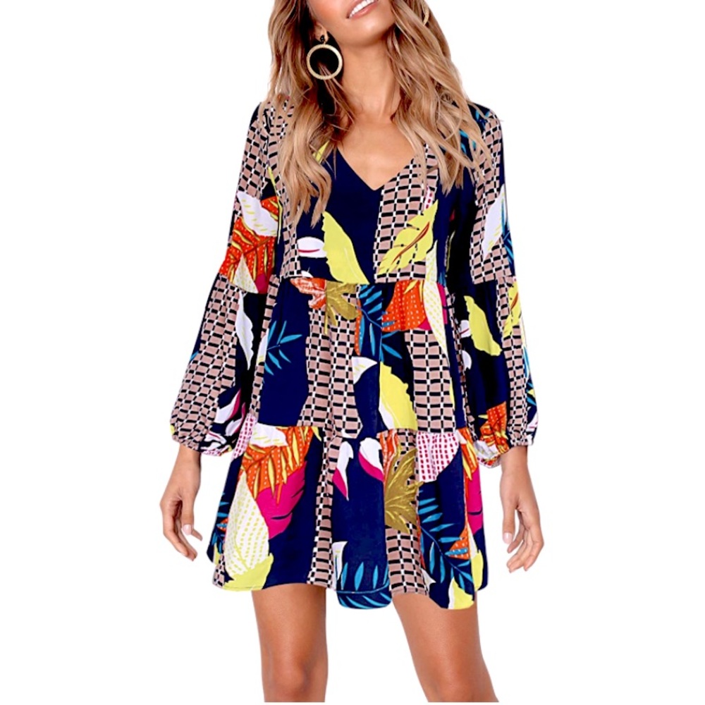 NWOT Geometric Flowy Swing Shift Dresses Sz XL